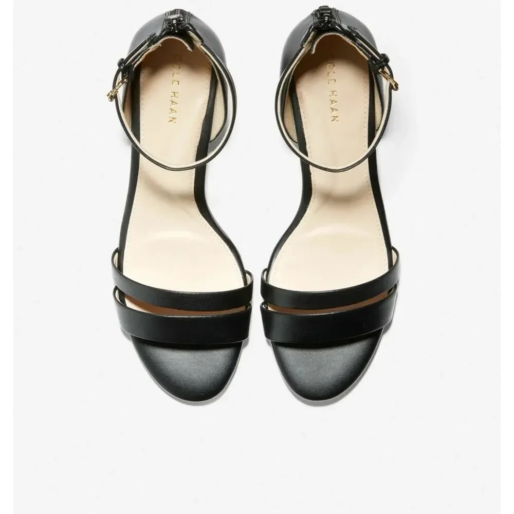 Women's Cole Haan Abriella 7M Leather Wedge Sandals Low Heel Classy Black Office - Picture 11 of 11